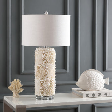 Rosette 28.5" Seashell/Resin/Crystal LED Table Lamp - JONATHAN Y